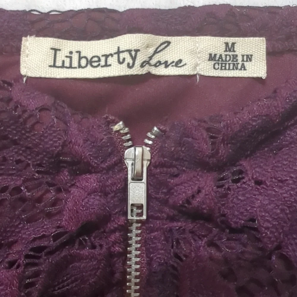 Merlot Floral Lace Zip Up Tank Top - Picture 7 of 10